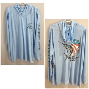 Southern Lure Men’s sky blue USA sailfish long sleeve performance hoodie 3XL NWT